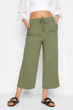 Tall Cropped Wide Leg Linen Trousers