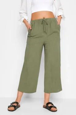 Tall Cropped Wide Leg Linen Trousers