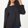 Tall Dobby Contrast Sleeve Blouse