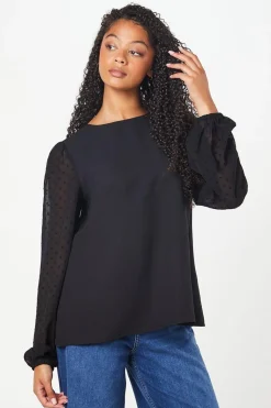 Tall Dobby Contrast Sleeve Blouse
