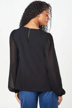Tall Dobby Contrast Sleeve Blouse