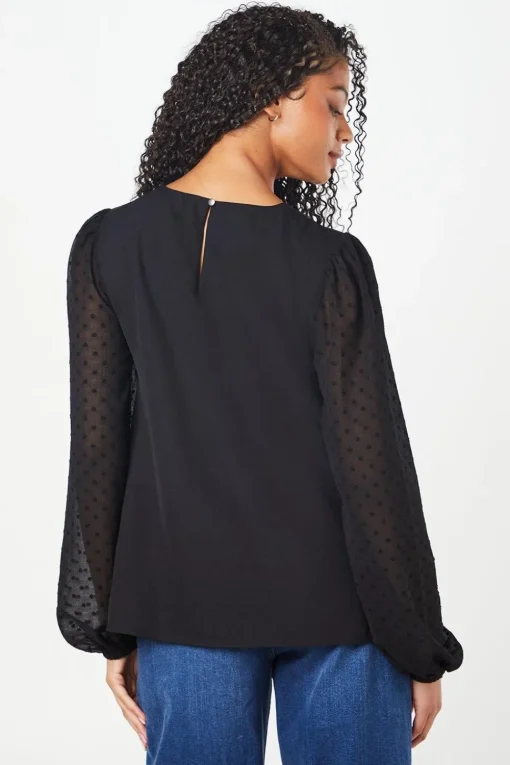 Tall Dobby Contrast Sleeve Blouse