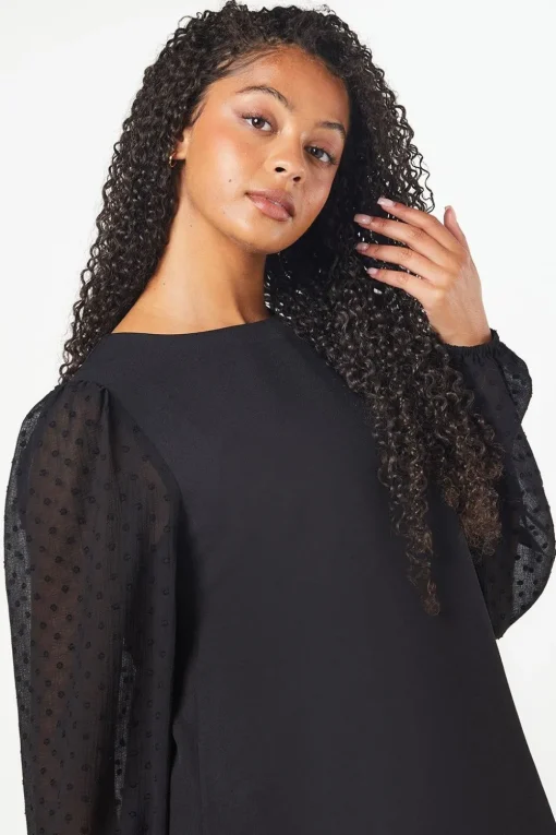 Tall Dobby Contrast Sleeve Blouse