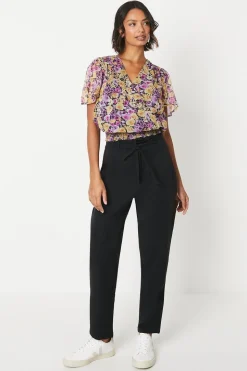 Tall Floral Chiffon Shirred Hem Wrap Blouse