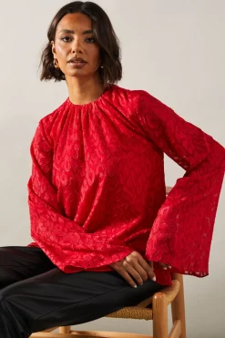 Tall Jacquard Sleeve Detail Top