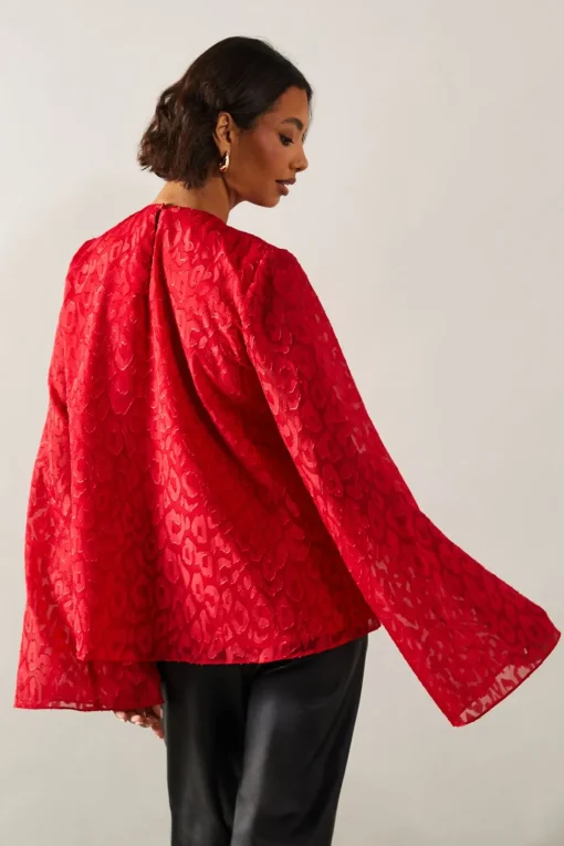 Tall Jacquard Sleeve Detail Top