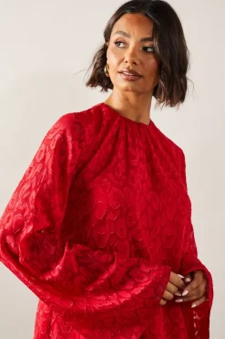 Tall Jacquard Sleeve Detail Top