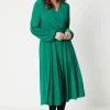 Tall Jersey Wrap Pleated Midi Dress