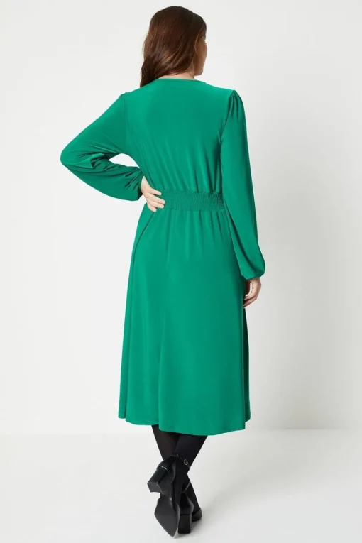 Tall Jersey Wrap Pleated Midi Dress