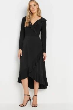 Tall Long Sleeve Wrap Frill Dress