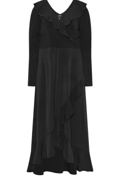 Tall Long Sleeve Wrap Frill Dress