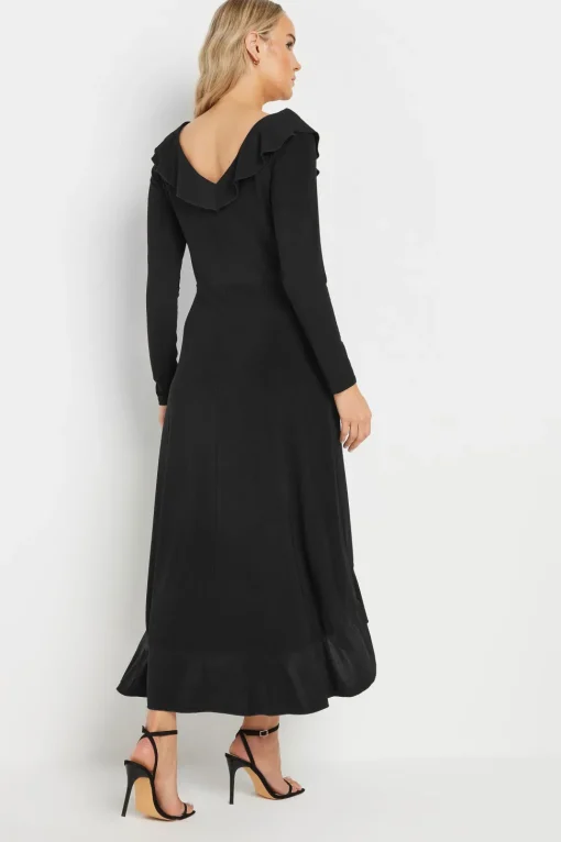 Tall Long Sleeve Wrap Frill Dress