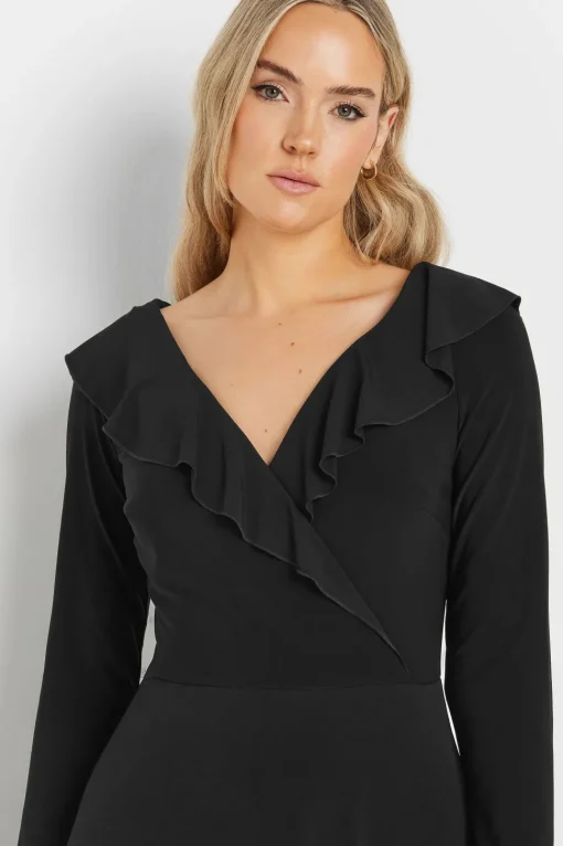 Tall Long Sleeve Wrap Frill Dress