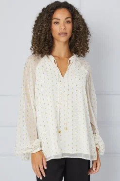 Tall Metallic Spot Tie Detail Blouse