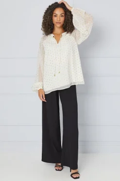 Tall Metallic Spot Tie Detail Blouse