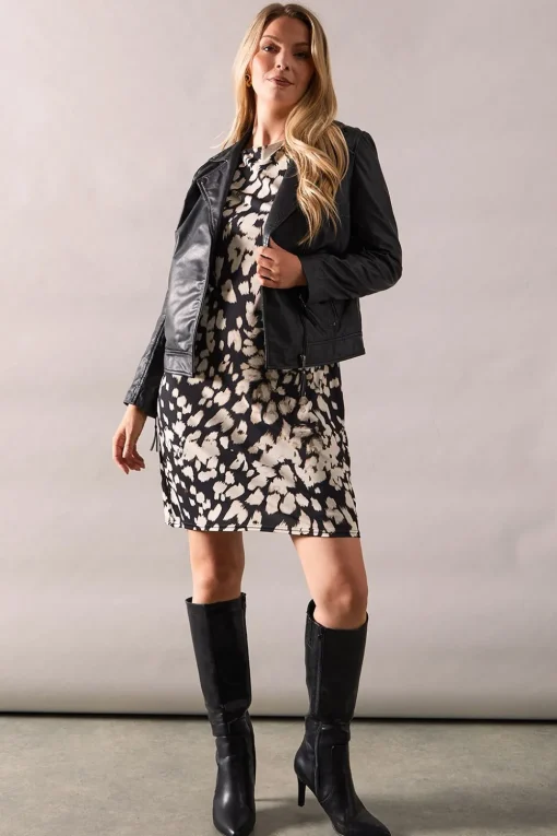 Tall Mono Scratch Print Jersey Shift Dress
