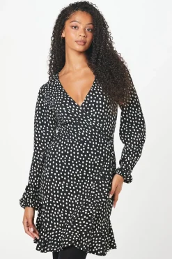 Tall Mono Spot Wrap Mini Dress