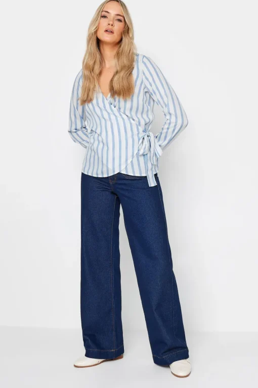 Tall Stripe Collared Wrap Top