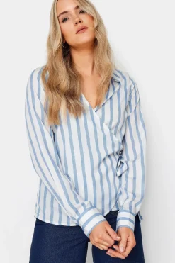 Tall Stripe Collared Wrap Top