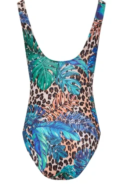 Tall Tropical Leopard Print Wrap Swimsuit
