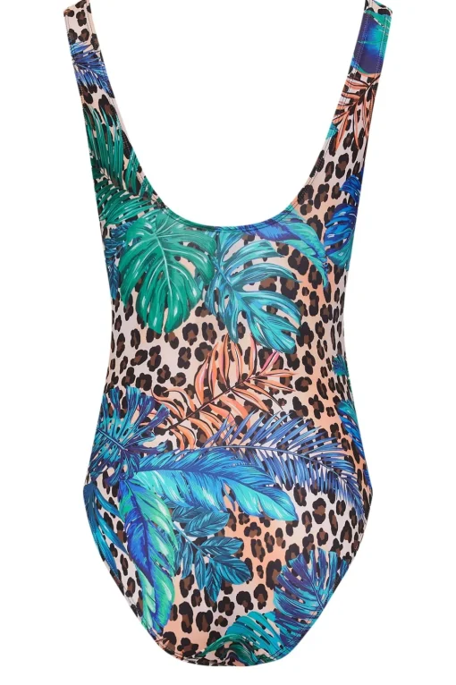 Tall Tropical Leopard Print Wrap Swimsuit