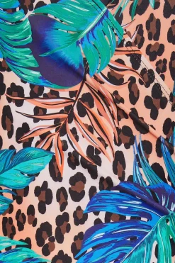 Tall Tropical Leopard Print Wrap Swimsuit