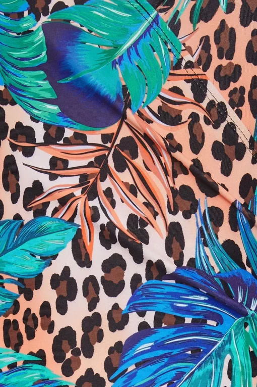 Tall Tropical Leopard Print Wrap Swimsuit