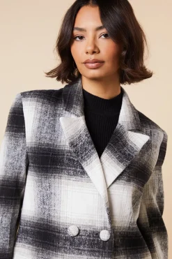 Tall Wool Check Double Breasted Maxi Coat