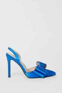 Tamara Satin Bow Sling Back Stiletto Court Shoes