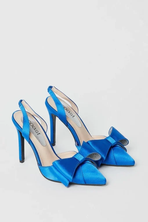 Tamara Satin Bow Sling Back Stiletto Court Shoes