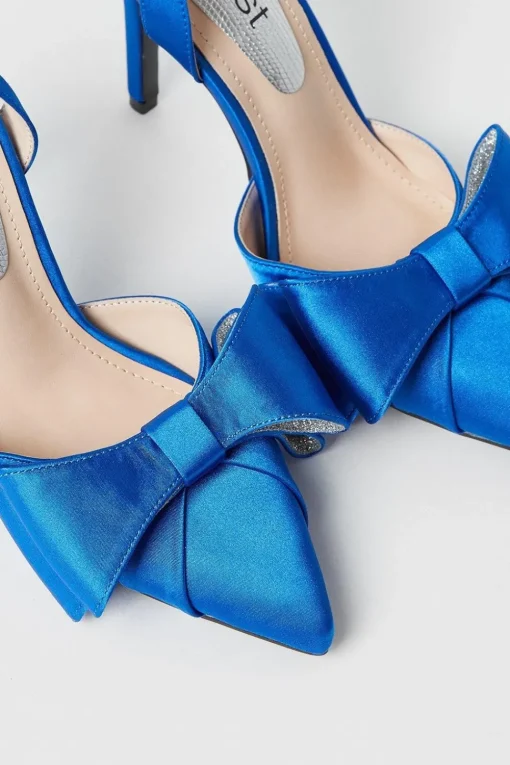 Tamara Satin Bow Sling Back Stiletto Court Shoes