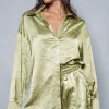 Textured Crinkle Satin Relaxed Shorts