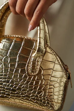 Textured Croc Print Cross Body Grab Bag