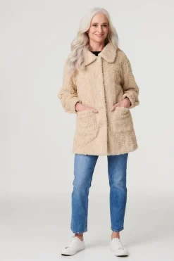Textured Faux Fur Teddy Coat