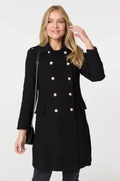 Textured Knit Button Front Trench Coat