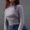 Textured Mesh High Neck Top