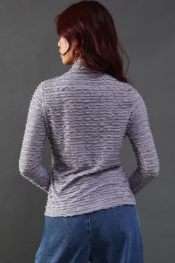 Textured Mesh High Neck Top