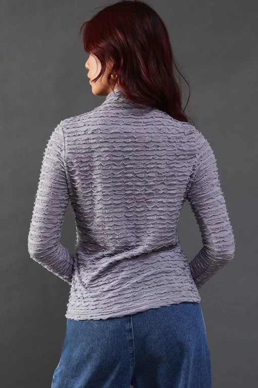 Textured Mesh High Neck Top