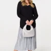 Textured V-Neck Relaxed Curve Hem Jumper