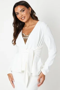Tie Front Lightweight Crepe Jacket