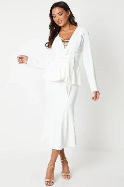 Tie Front Lightweight Crepe Jacket