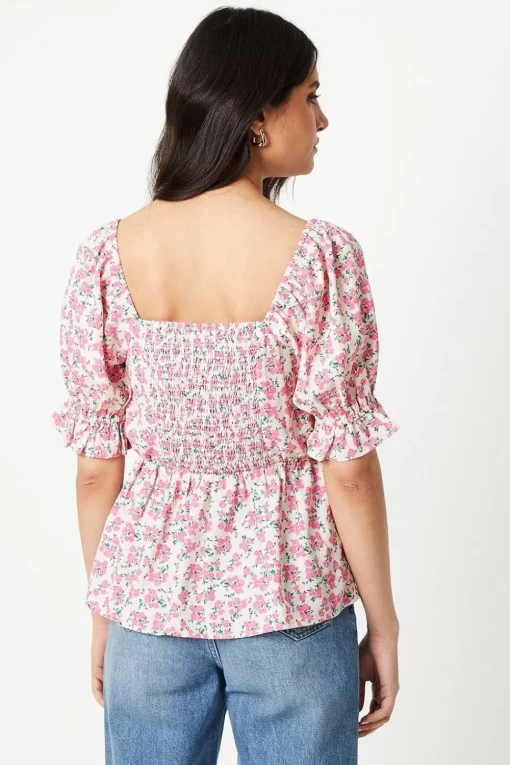Tie Front Sweetheart Neck Top