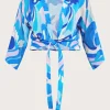 Tie Front Swirl Print Crop Top