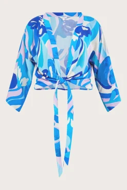 Tie Front Swirl Print Crop Top