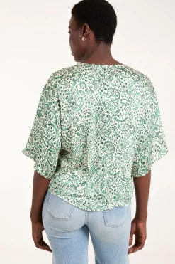 Tie Front V Neck Top