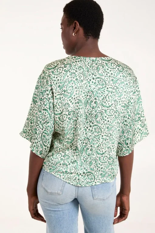 Tie Front V Neck Top