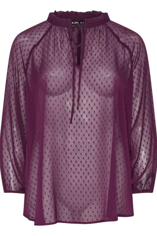 Tie Neck Dobby Blouse