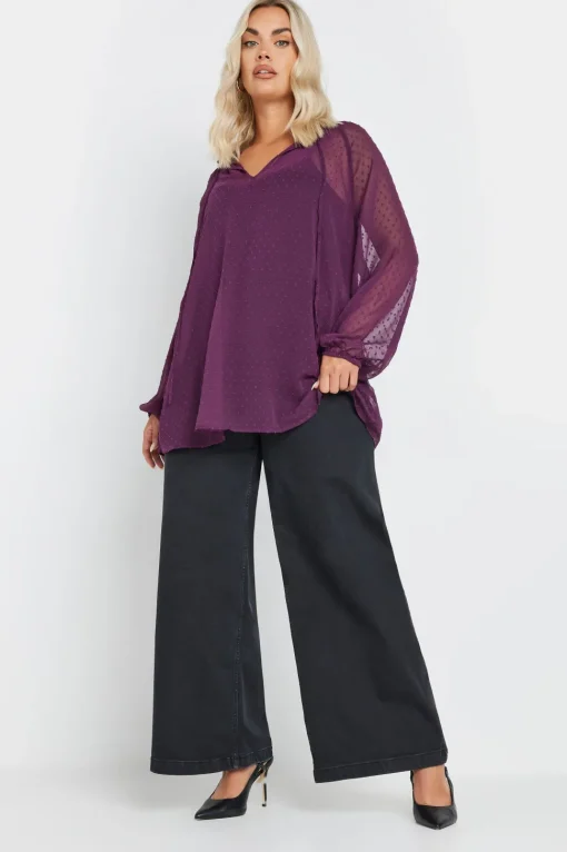 Tie Neck Dobby Blouse