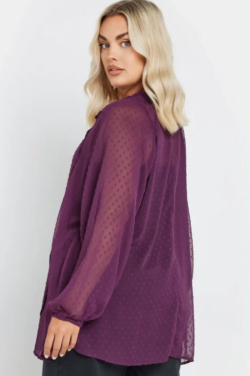 Tie Neck Dobby Blouse