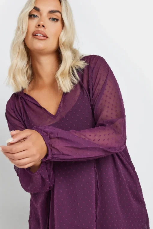 Tie Neck Dobby Blouse